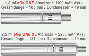  eGo ONE E-Zigarette - Längenvergleich 